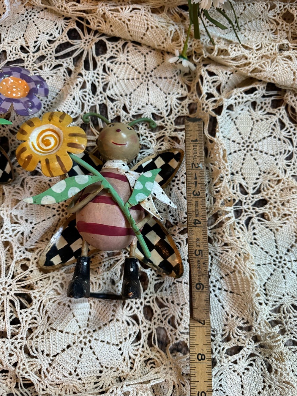 MacKenzie-Childs Blue and Yellow Whimsical Bee Garden Decor - Picture 6 of 8